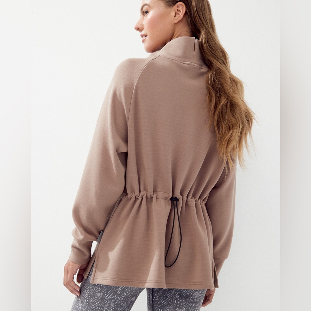 Varley Taupe Hoodie with Subtle Hood Detail